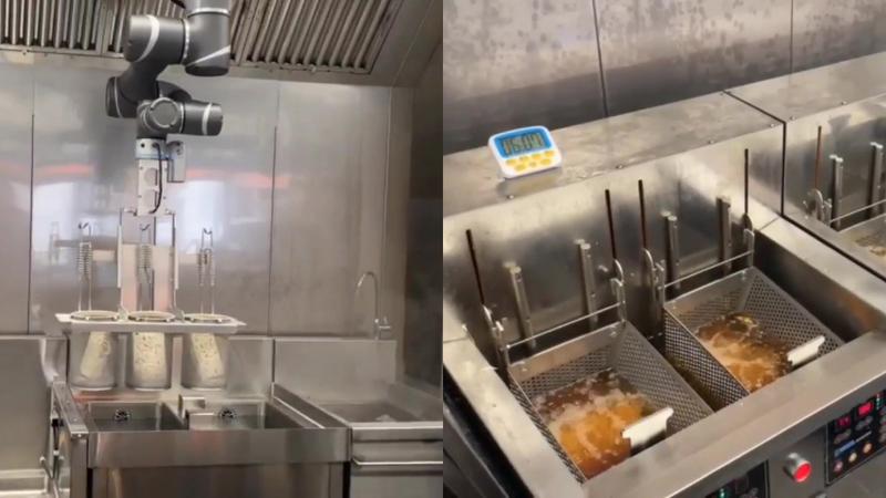 TM로봇을 사용한 튀김요리 자동화 및 국수요리 자동화